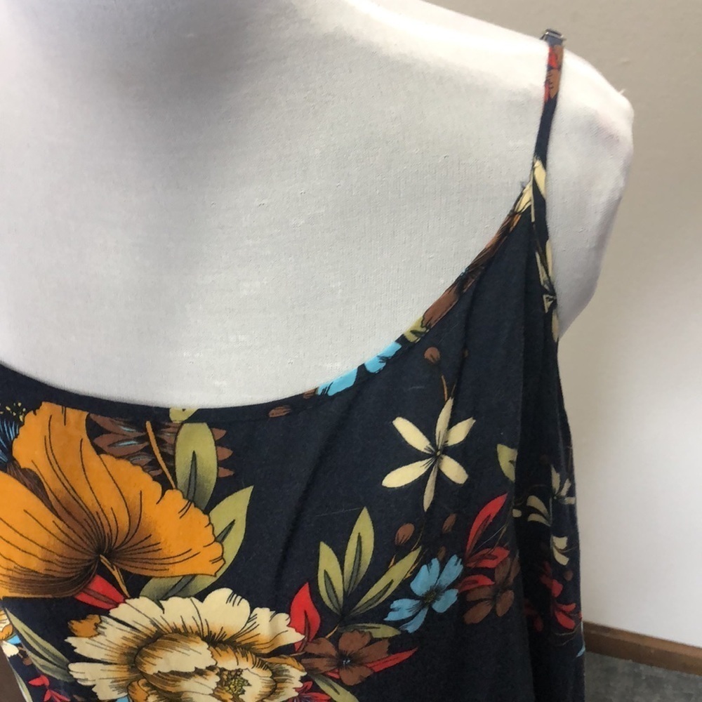 Ms basic dark blue floral spaghetti strap dress size XL - Picture 3 of 10